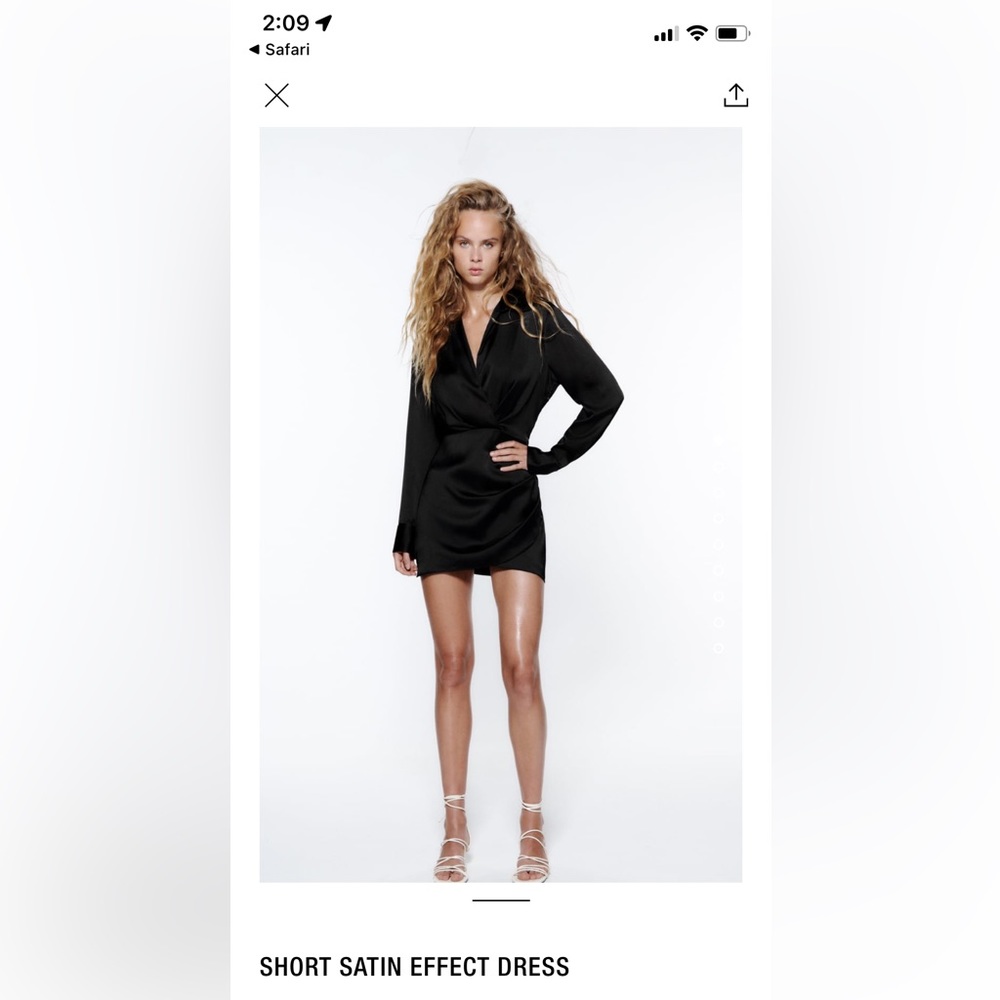 Zara satin effect dress in black